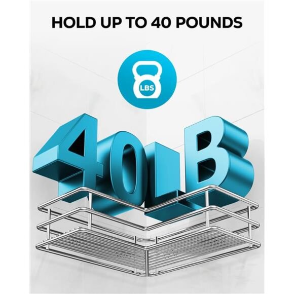 Corner Shower Shelves Stainless Steel, Adhesive Shower Caddy Basket Rack - Picture 6 of 7